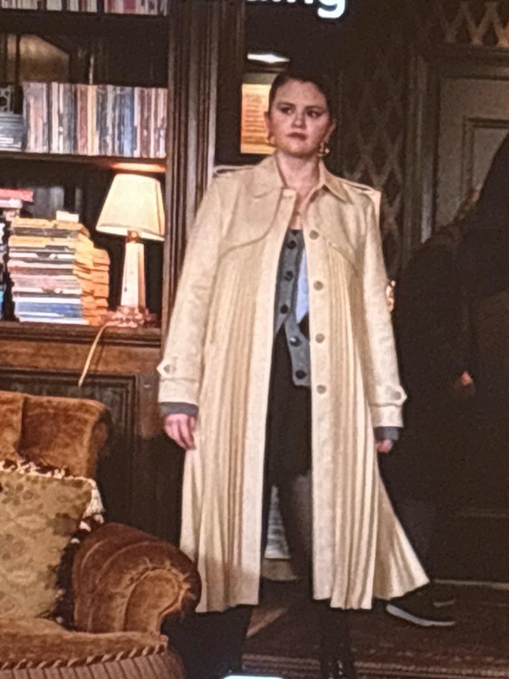 Sandro pleated Cream Satin-Lined Coat Sz.38 - Picture 7 of 14